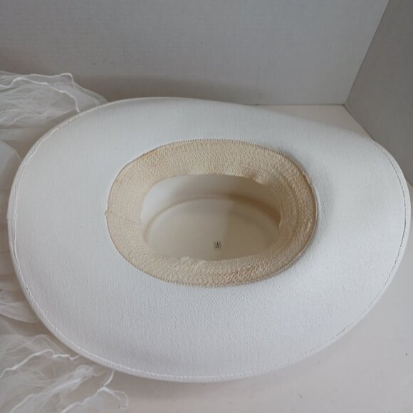 Vintage Western Cowboy Hat Bride Wedding Rhinestone with Veil - Picture 8 of 15